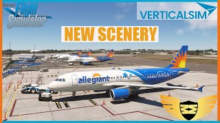 MSFS LIVE  NEW SCENERY Verticalsim KPIE St Pete  Clearwater International  Allegiant OPS A320 [upl. by Ahsatam]