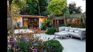 Large Contemporary Family Garden with Stunning Terrace Outdoor Kitchen and Garden Room [upl. by Bonnice]