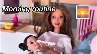 Barbie Dolls Morning Routine as a Mum of 4 Kids Gym breakfast amp more [upl. by Burd]