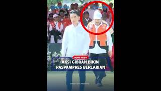 AKSI WAPRES GIBRAN Paspampres Sampai Berlarian Tibatiba Turun Panggung Saat Apel Baznaz [upl. by Arodoeht]