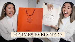 HERMES UNBOXING amp REVIEW Evelyne 29 Unboxing How To Style What It Fits [upl. by Caril888]