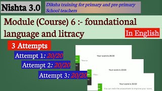 Module 6 answers  Nishtha 30  foundational language and litracy Diksha Nishtha course 6 quiz [upl. by Carpio533]