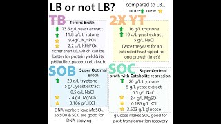 Bacterial growth media  LB TB SOB SOC [upl. by Thgiwd]