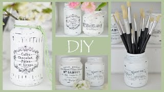 DIY  Nostalgische Dekogläser im Shabby Chic Stil  Transfertechnik Decalfolie  Upcyclingidee [upl. by Schulein423]