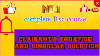 clairauts equation and singular solution  solved example [upl. by Elyr796]