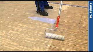 Woor floor primer Xtra Base for base coat during parquet restoration and renovation [upl. by Harshman]