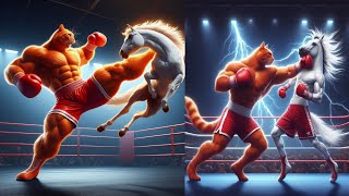 The Fighting Red Cat Boxing with White Horse 🥊🥊🥊catlover cuteecats cute cutecat [upl. by Pammy]