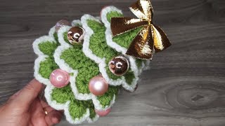 Albero Natale Uncinetto Tutorial 🎄 Christmas tree Crochet 💚⭐ Arbol de Navidad  Arvore de Natal ✨ [upl. by Aytak944]