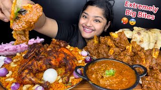 CHICKEN ROTISSERIE TANDOORI BIRYANI WITH SPICY MUTTON BHUNA AND BUTTER NAAN  EXTREMELY BIG BITES [upl. by Anawqahs]