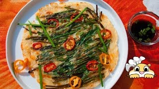 Korean Chive Pancake Recipe  How to make Korean Chive Pancake  Buchujeon 부추전 [upl. by Hairas]