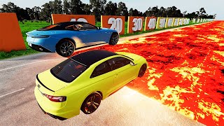 Cars VS LAVA Parkour Challange  Bmw Audi Mercedes  BeamNG Drive [upl. by Rianna]