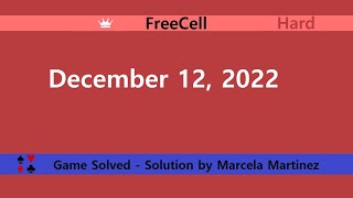 Microsoft Solitaire Collection  FreeCell Hard  December 12 2022  Daily Challenges [upl. by Seeto]