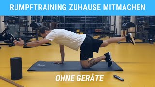 Rumpftraining ohne Geräte zum Mitmachen  Zirkeltraining [upl. by Rue]