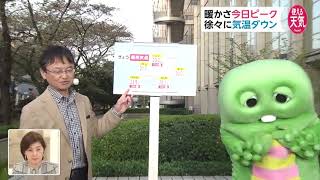 三井気象予報士とガチャピンのお天気解説 あす4月9日のポイントは [upl. by Nauhs]