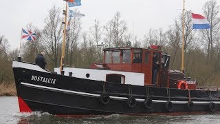 Sleepboot Nostalgie met Industrie 2D6 scheepsdiesel door de Biesbosch [upl. by Jard]