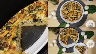 كيش بالسبانخ، الفطر والدجاج، بعجينة سهلة 👌 quiche au épinards champignons et poulet 😍 [upl. by Shaefer942]