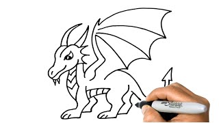 How to DRAW A DRAGON Easy Step by Step [upl. by Rudwik]