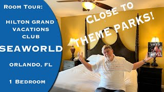 HGVC SEAWORLD 1 BEDROOM ROOM TOUR Orlando Hilton Grand Vacations Club Close to theme parks [upl. by Mab168]