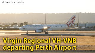 Virgin Australia Regional Airlines VHVNB early morning RW03 departure at Perth Airport [upl. by Kanya452]