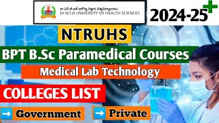 NTRUHS BSc MLT Medical Lab Technology  COLLEGES LIST  Govt amp Private Colleges List [upl. by Nezah724]