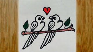 How to draw bird drawing from number 23  Bird Drawing Easy  bird drawing with Colour [upl. by Orville]