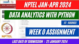 NPTEL Data Analytics with Python Week 0 Assignment Solutions 2024  OPEducore [upl. by Margarete]