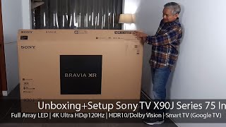 Unboxing  Setup Sony Bravia TV X90J Series 75 InchXR75X90J [upl. by O'Dell33]