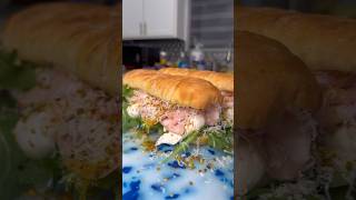 Pistachio amp Mortadella Sandwich 💚 freddsters letsmakeit pistachio mortadella burrata sandwich [upl. by Rumpf]