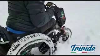 Triride Wheelchair Power Attachment in Snow  John Preston [upl. by Juno]