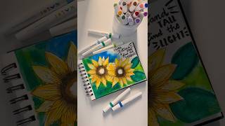 Sunflower illustration using watercolor pens art watercolor markers [upl. by Belldas674]