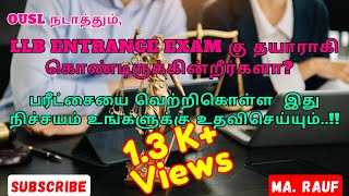 LLB Entrance Exam  Guidance for OUSL LLB Entrance Exam  Open University  MA Rauf [upl. by Schwejda173]