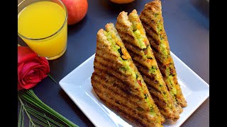 Roasted Vegetable Pesto Sandwich  Vegetarian Pesto Sandwich  Healthy Breakfast Sandwich [upl. by Aicelaf]