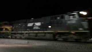 NS leader on 3 locomotive sand train with KCS in Dilworth MN [upl. by Sadye]