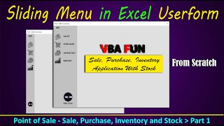 Vba for Beginners  How to Create Sliding Menu In Excel Userform for Sales and Purchase Software pt1 [upl. by Lakim]