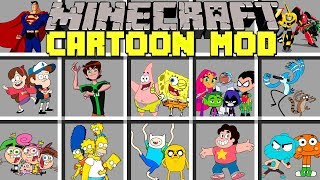 Minecraft CARTOON MOD l SPONGEBOB TEEN TITANS ADVENTURE TIMES REGULAR SHOW l Modded MiniGame [upl. by Karolina395]