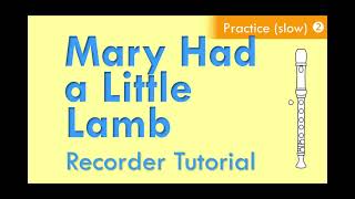 Mary Had a Little Lamb 2 Practice Slow Recorder Tutorial [upl. by Mw689]