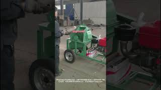 Diagonal wood chipper moving wood chip machine diesel power sawdust machine [upl. by Estus]