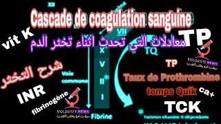 TP Taux de Prothrombine ou temps Quik cascade de coagulation TPTCK شرح نظري لتحليل تخثر الدم وتجلط [upl. by Spiegel579]