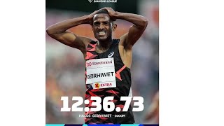 world record 5000m MR Hagos Gebrhiwet of Ethiopia 2nd fastest 5km Berhe luckyrunclub lrc [upl. by Aicined]