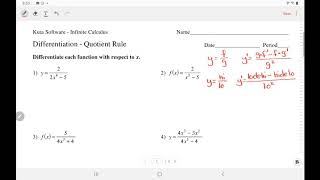 Kuta Software  Calculus Differentiation using Quotient Rule  IngWan Steiner [upl. by Teodora]