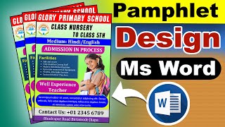 Pamphlet Design in Microsoft Office Word  Ms Word Per Pamphlet Design Kaise Banaye [upl. by Ymac]