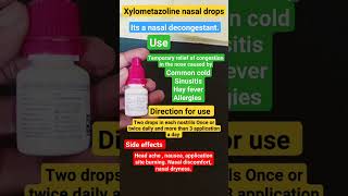 Xylometazoline nasal drops  otorhinolaryngology youtubeshorts shirtvideo shorts mbbs healing [upl. by Kenelm]