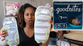 UNBOXING Goodnites XL Mini Goodnites GIVEAWAY RULES COMING SOON [upl. by Seana326]