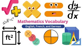 Mathematics Vocabulary in English French and German  Learn Math Terms in 3 Languages [upl. by Jillene54]