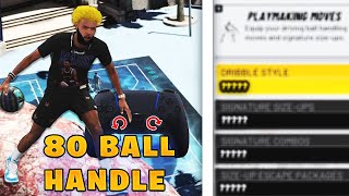 HOW TO DRIBBLE WITH A 80 BALL HANDLE IN NBA 2K24 BEST SIGS FOR 80 BALL HANDLE [upl. by Frannie]