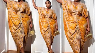 How to Cut and Sew a Simple Bubu Kaftan Dress with Tight Waist and a Centre Front Ruffle gather [upl. by Hairam601]