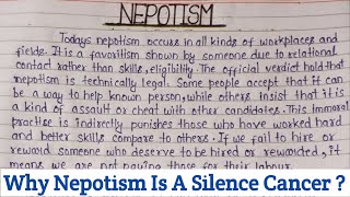 What Is Nepotism And Its Effects  Nepotism In India Essay Nepotism Paragraph In English Nepotism [upl. by Saltsman]