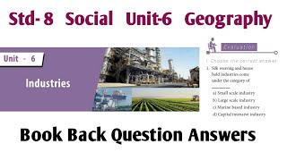 Industries class 8 Geography Book Back Question Answers  8th std social unit 6 [upl. by Cypro]