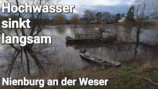 Hochwasser in Nienburg  Weser   sinkende Pegelstände 31 Dezember 2023 [upl. by Alyss]