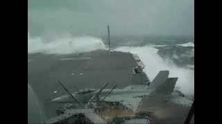 USS Kitty Hawk CV63 slammed by giant wave during typhoon [upl. by Akinwahs370]